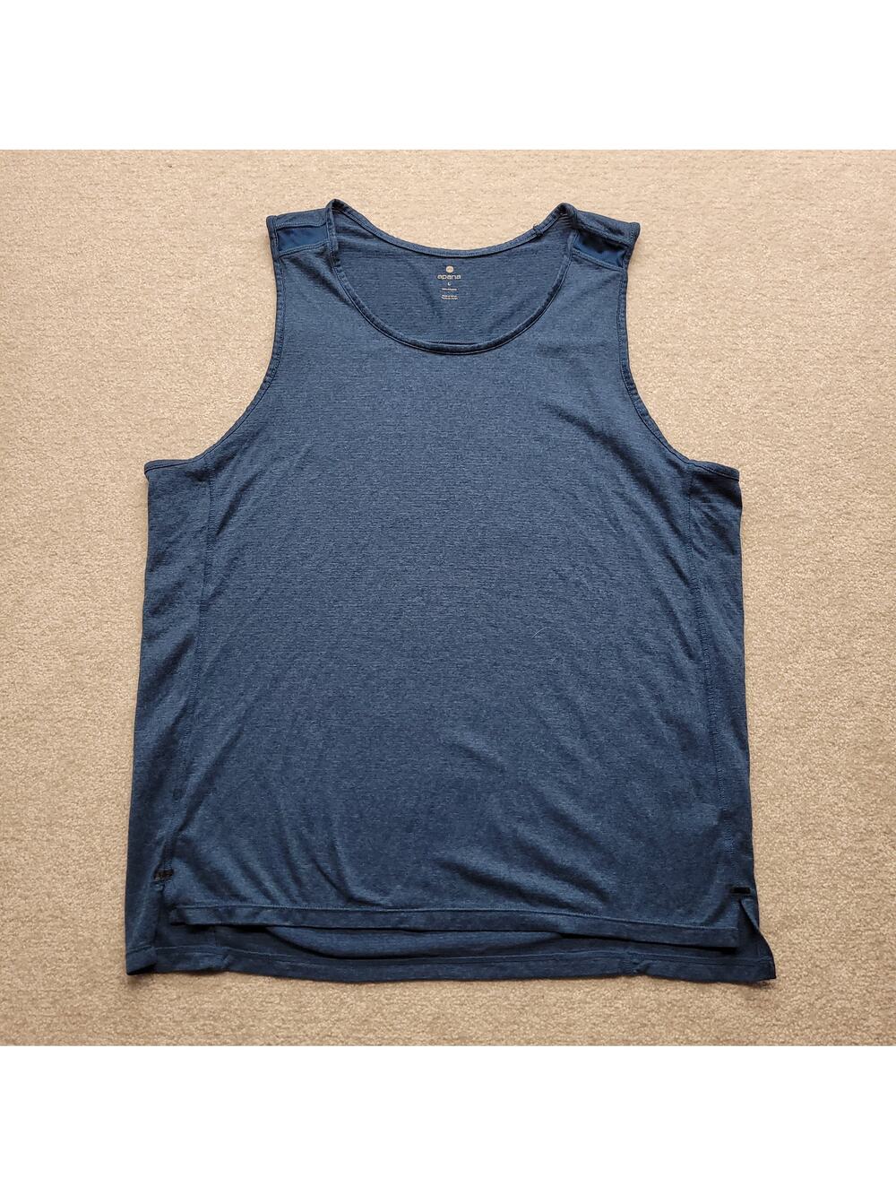 Apana Performance Tank Top Blue Mens Large Athletic Workout Sleeveless Shirt